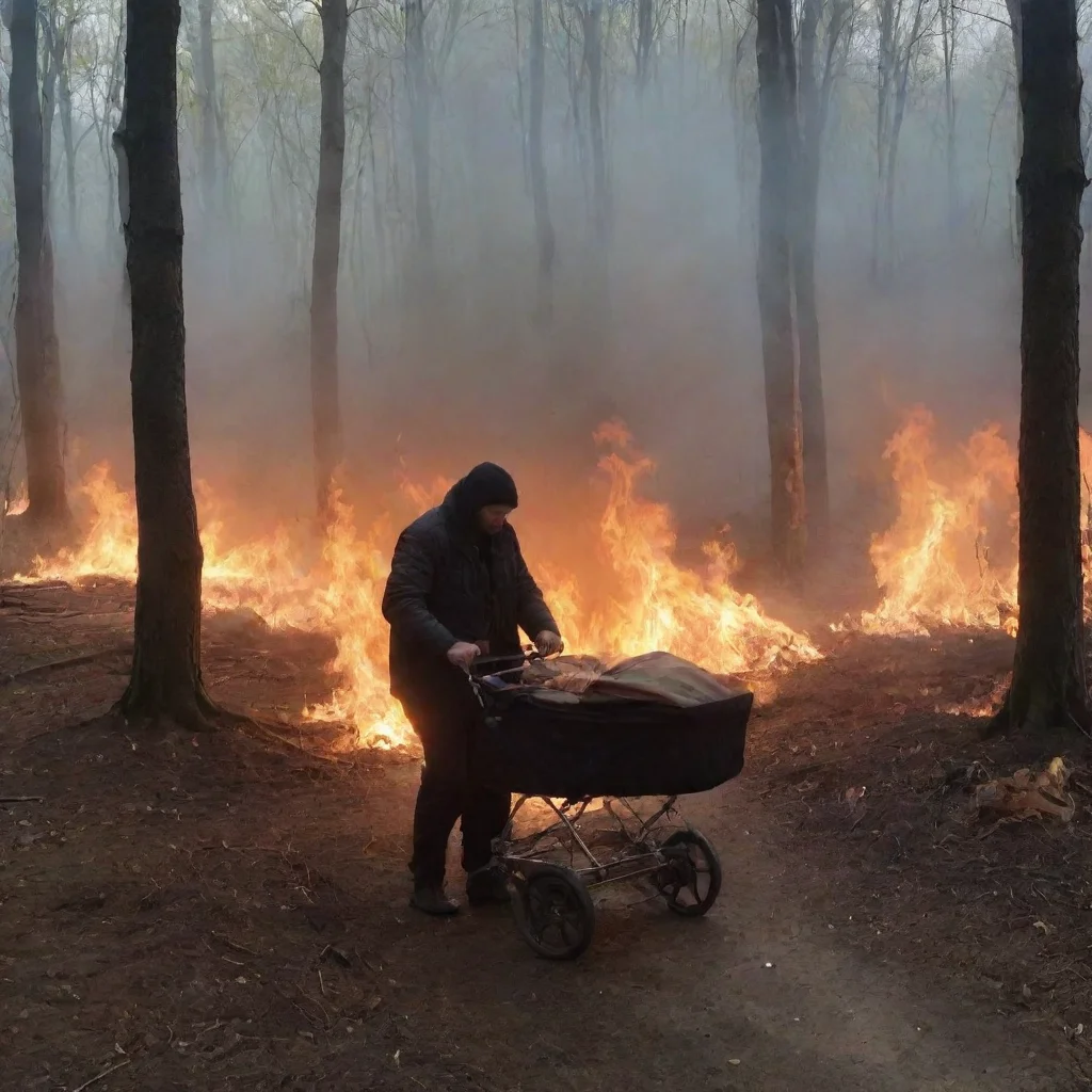 aitrending man setting a newborn baby in a pram in the woods on fire good looking fantastic 1
