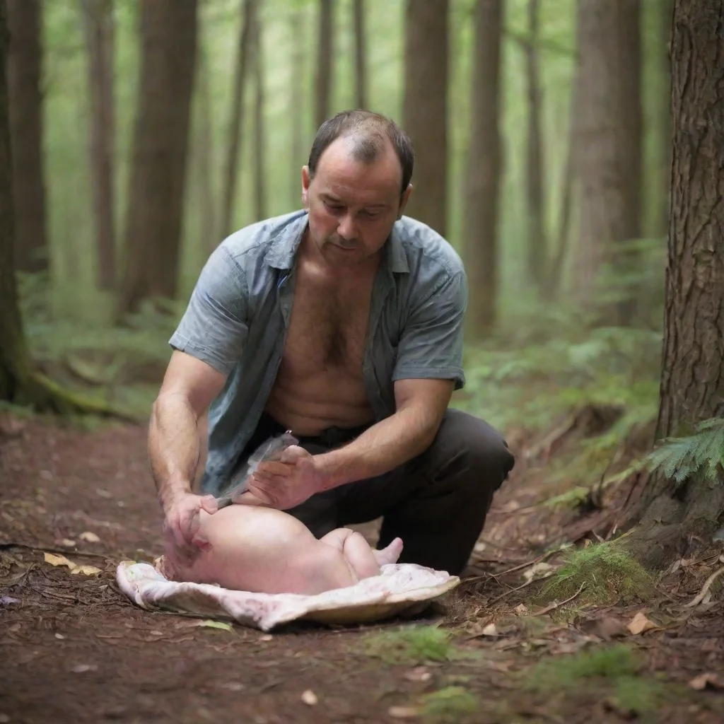 aitrending man with knife behind a newborn baby in the woods good looking fantastic 1