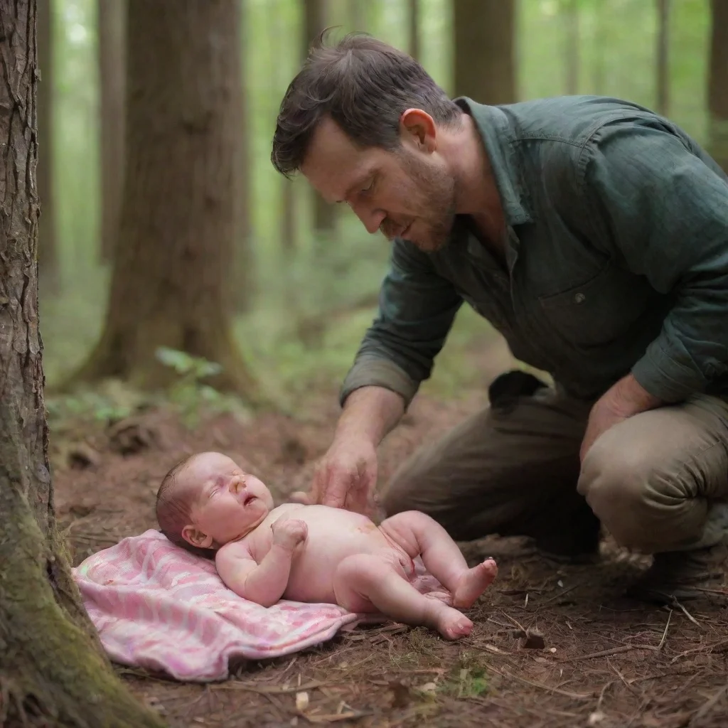 aitrending man with knife cutting a newborn baby open in the woods good looking fantastic 1