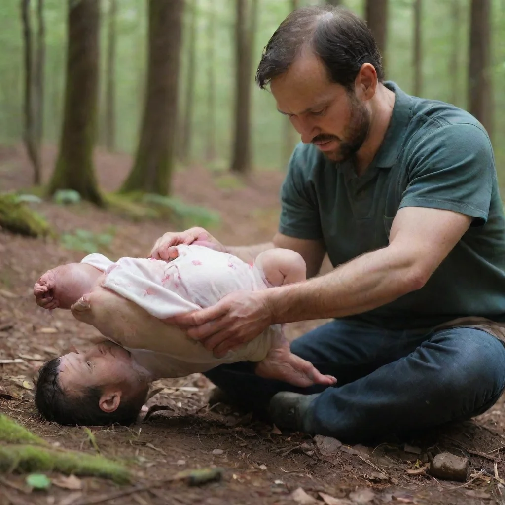 aitrending man with knife cutting open a newborn baby in the woods good looking fantastic 1