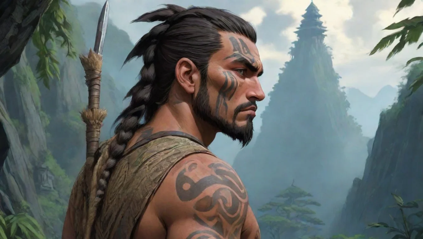trending maori warrior over shoulder lookout environment anime art ghibli dark horror  good looking fantastic 1 widescreen