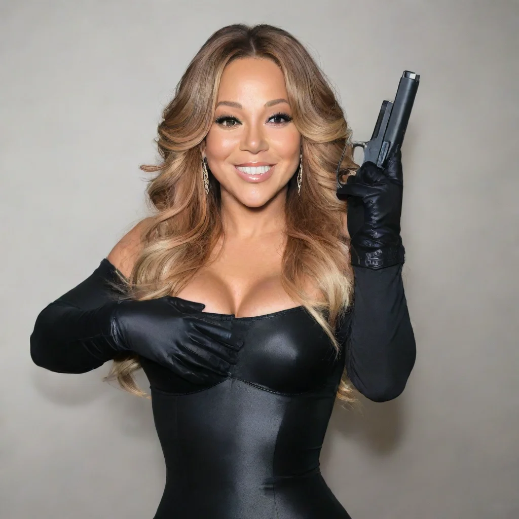 trending mariah carey smiling with black gloves and gun good looking fantastic 1