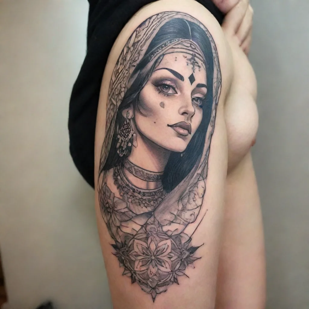 trending maroccan lady fine line tattoo good looking fantastic 1