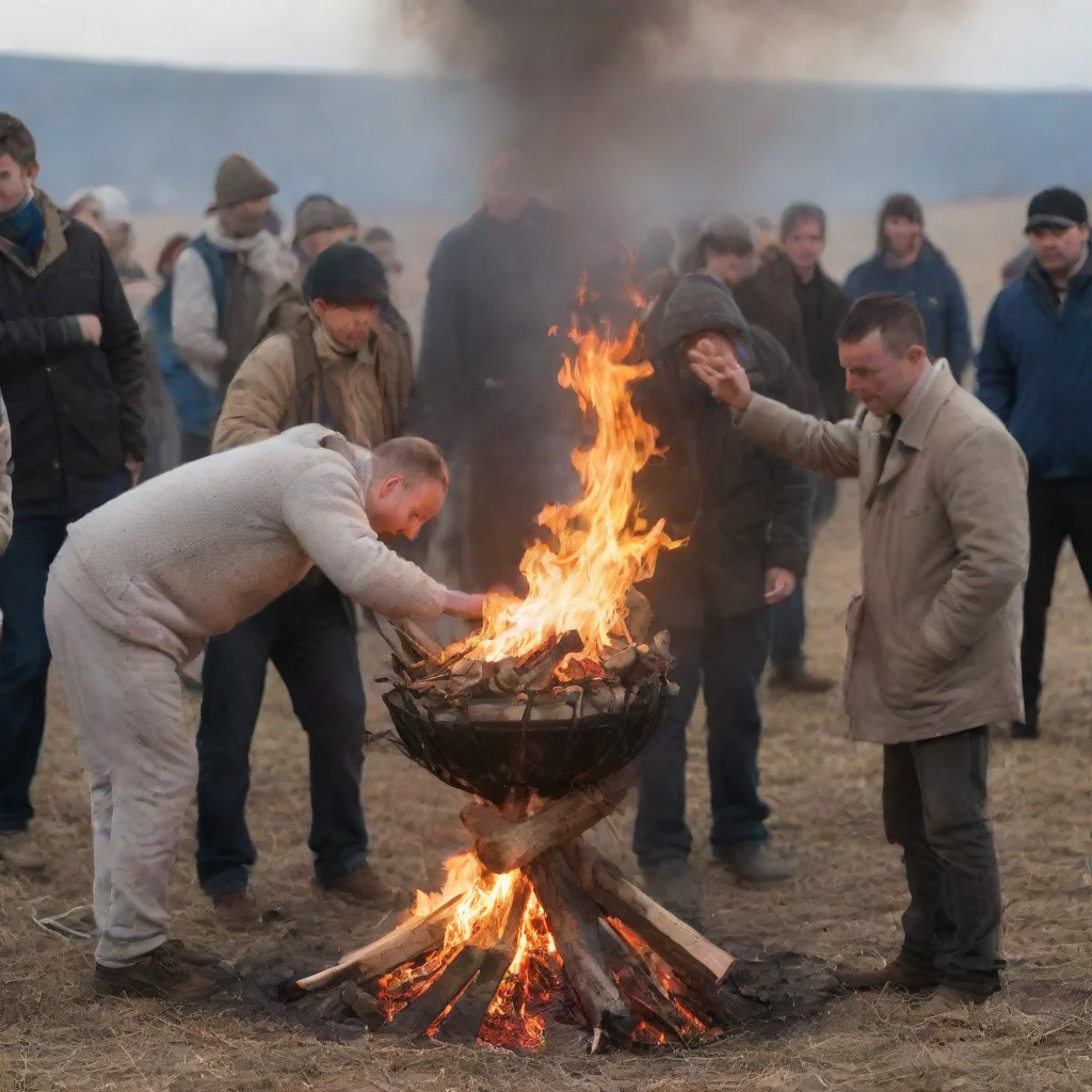 aitrending men putting a newborn baby on a bonfire while other people watch good looking fantastic 1