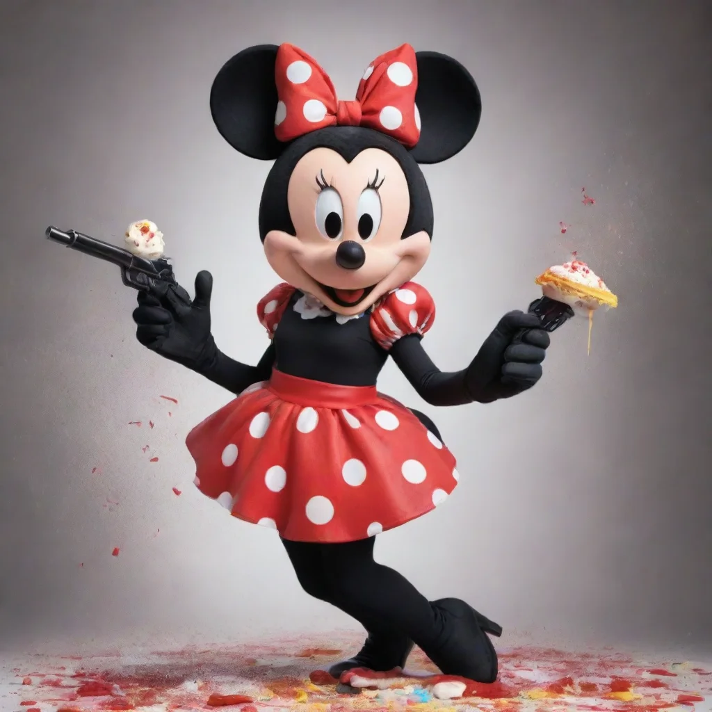 trending minnie mouse from disney with black gloves and gun and mayonnaise splattered everywhere good looking fantastic 1