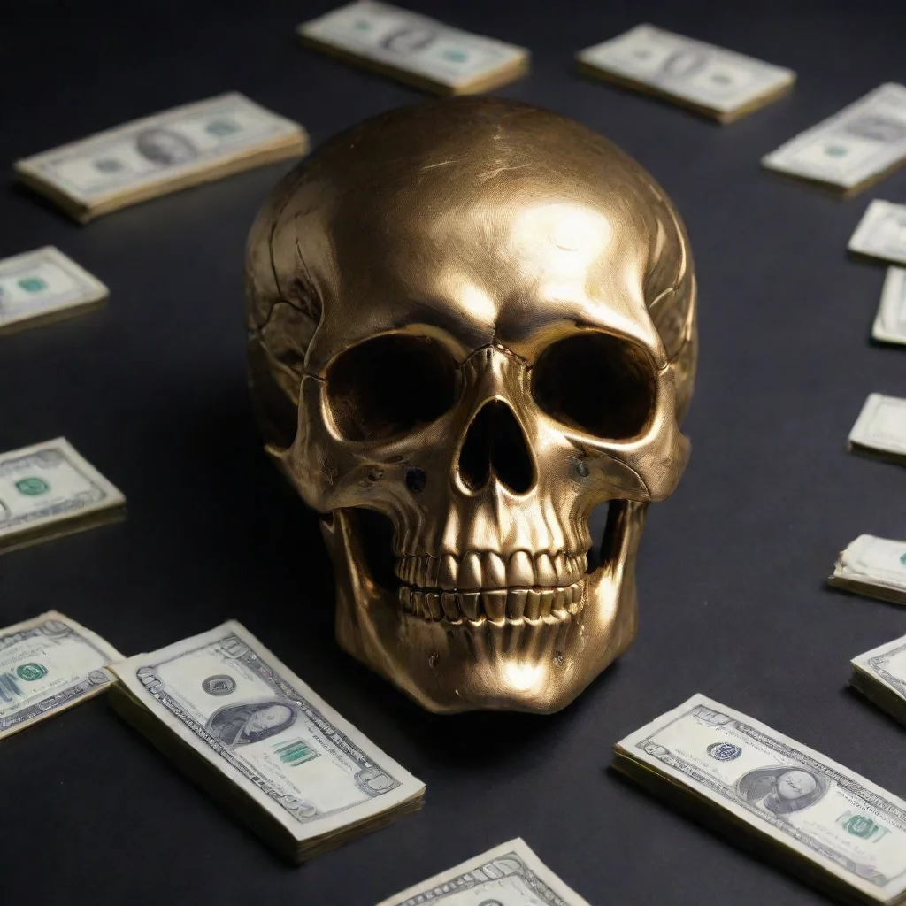 trending money that is a gold skull on a black background   and has 1000 in the corner inside the money good looking fantastic 1