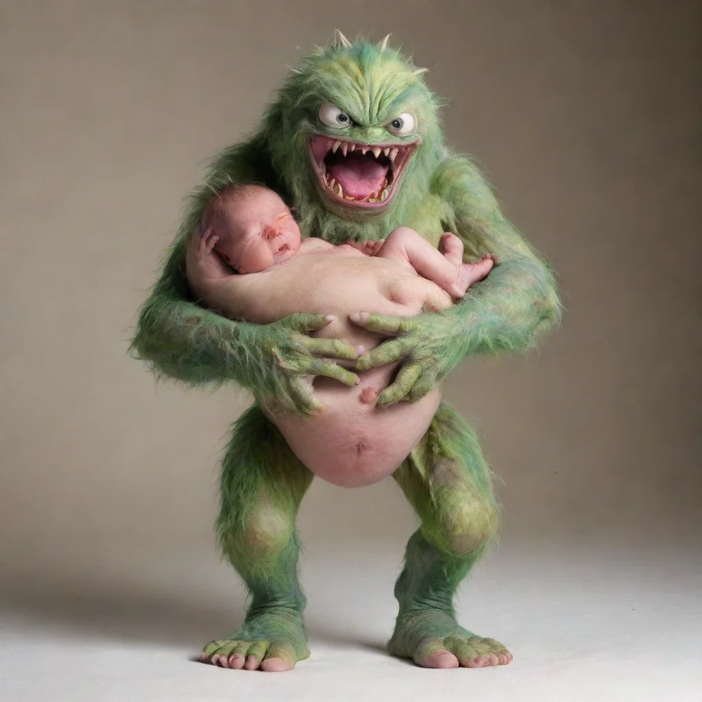 aitrending monster holding newborn baby by its legs good looking fantastic 1