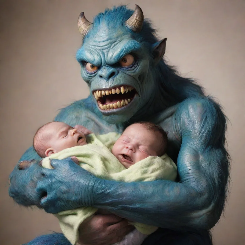 aitrending monster holding newborn baby good looking fantastic 1