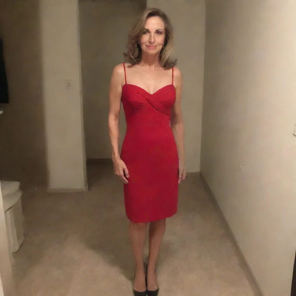 aitrending my mom in a red dress at night ready to date me good looking fantastic 1