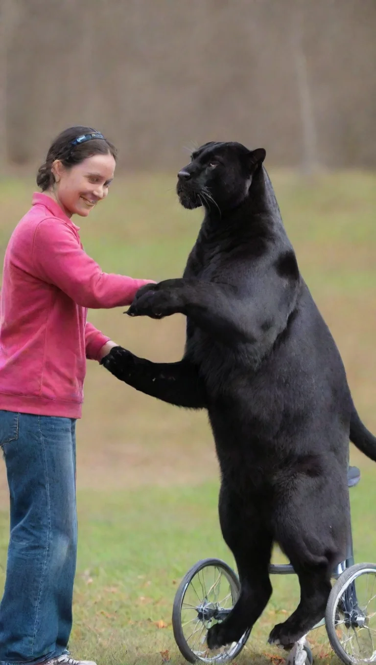 trending panther in wheelchair high fiving standing panther good looking fantastic 1 tall