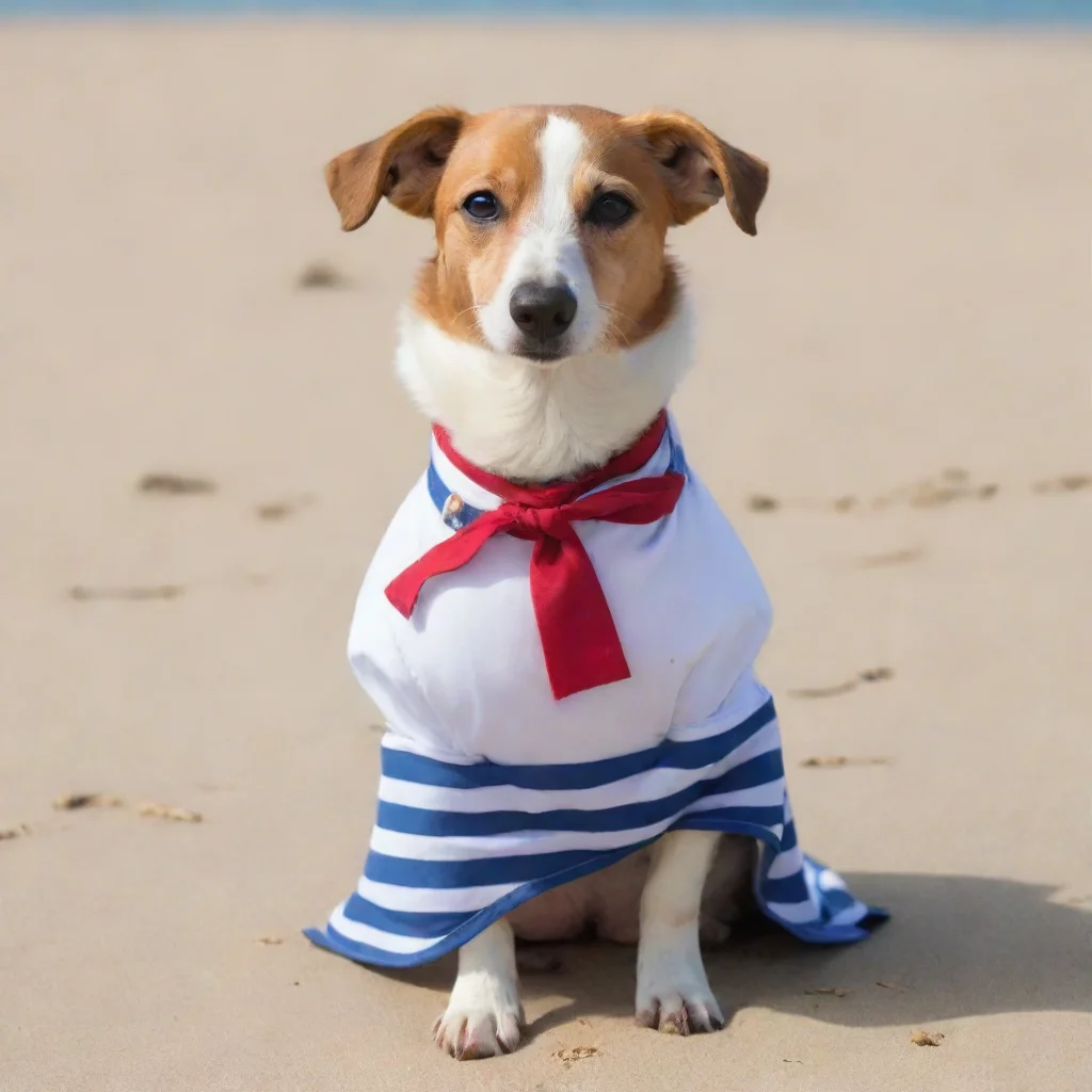 aitrending perro salchicha vestido de marinero en una playa good looking fantastic 1
