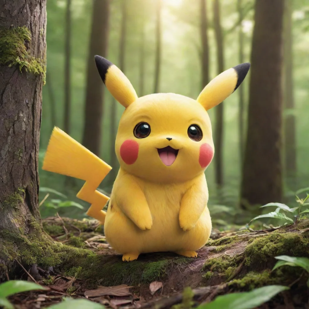 aitrending pikachu in a forest holding a trophy good looking fantastic 1