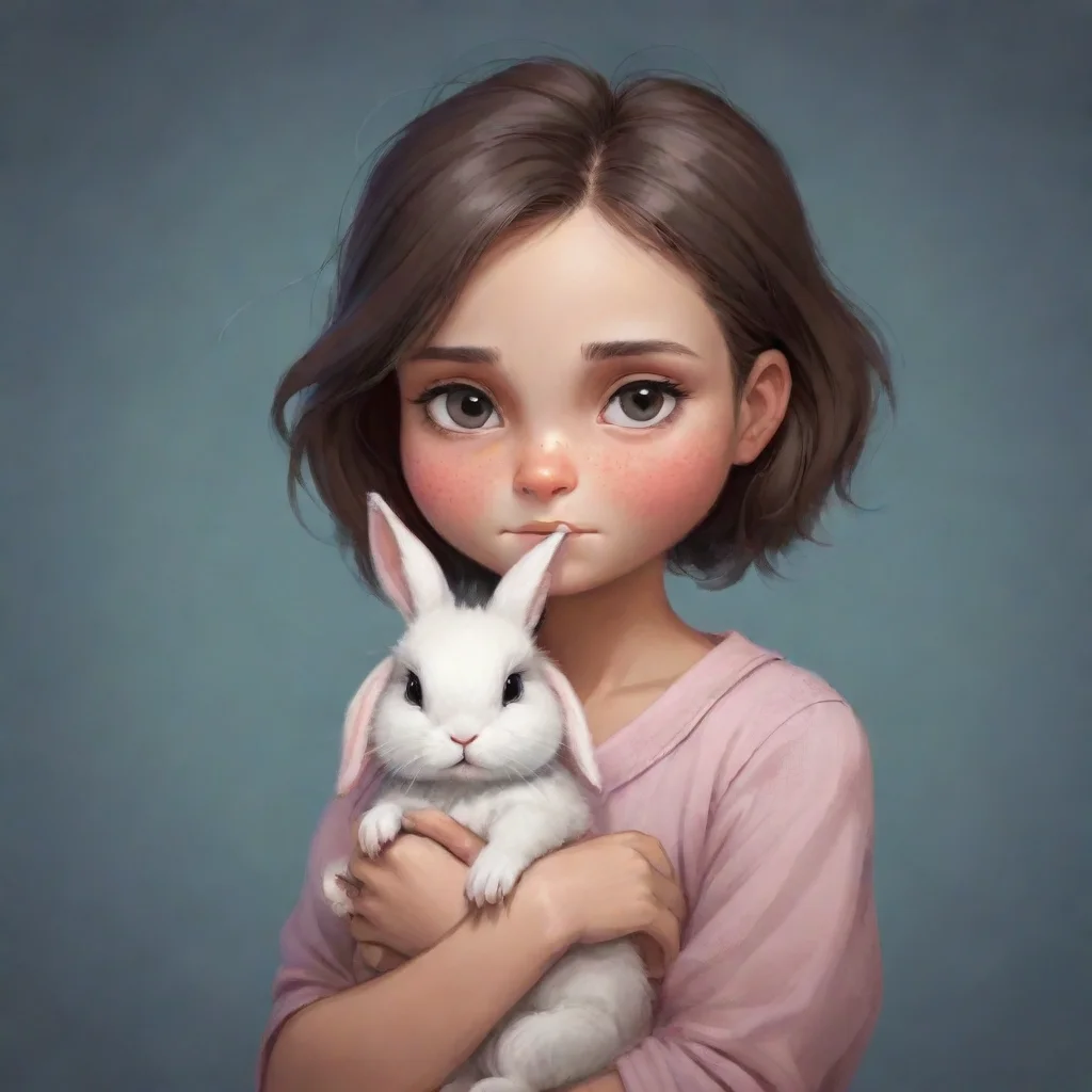 aitrending portrait of a sad female cartoon furry rabbit refugee holding a baby rabbit. good looking fantastic 1
