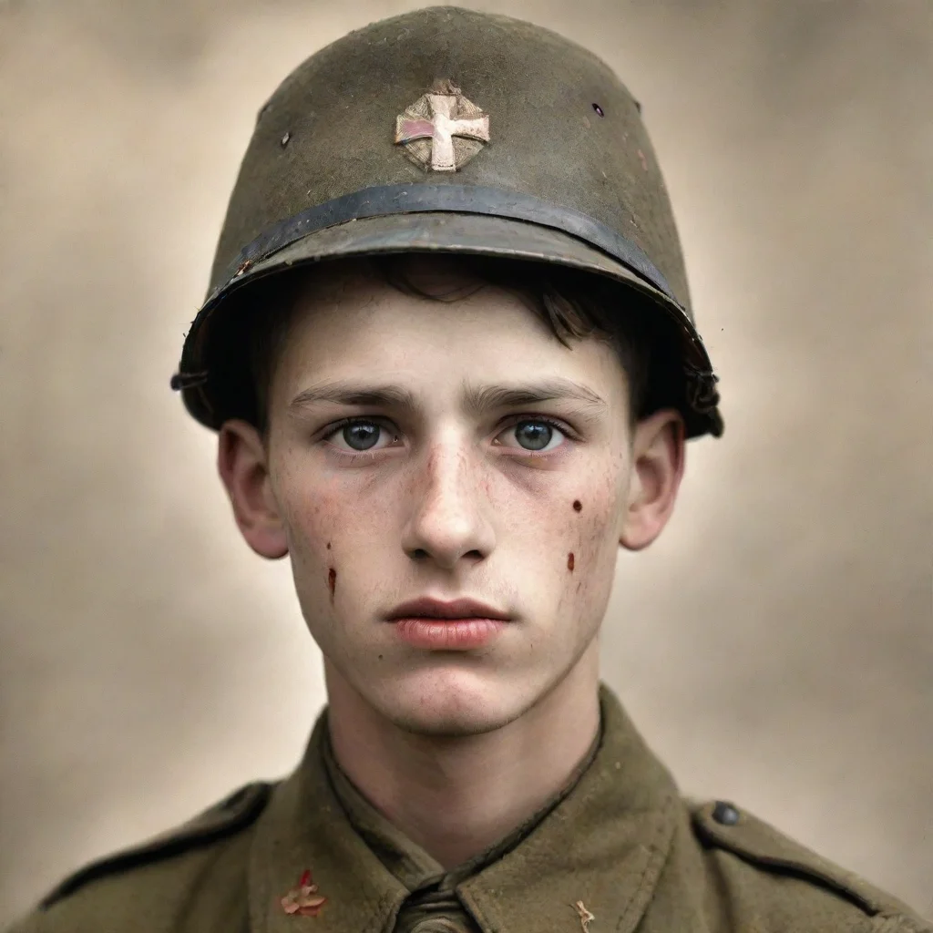 trending portrait of a young bloody young soldier normandie ww2 ptsd good looking fantastic 1