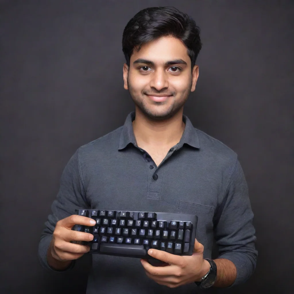 trending rakazone gaming aka rishab karanwal holding a keybord with the brand name meckeys good looking fantastic 1
