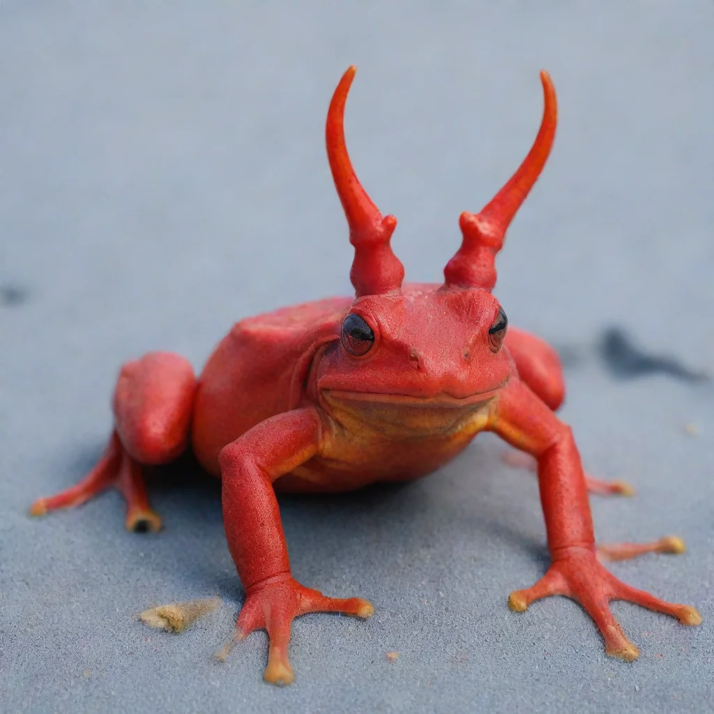 aitrending red frog with devil horns on blue sand good looking fantastic 1