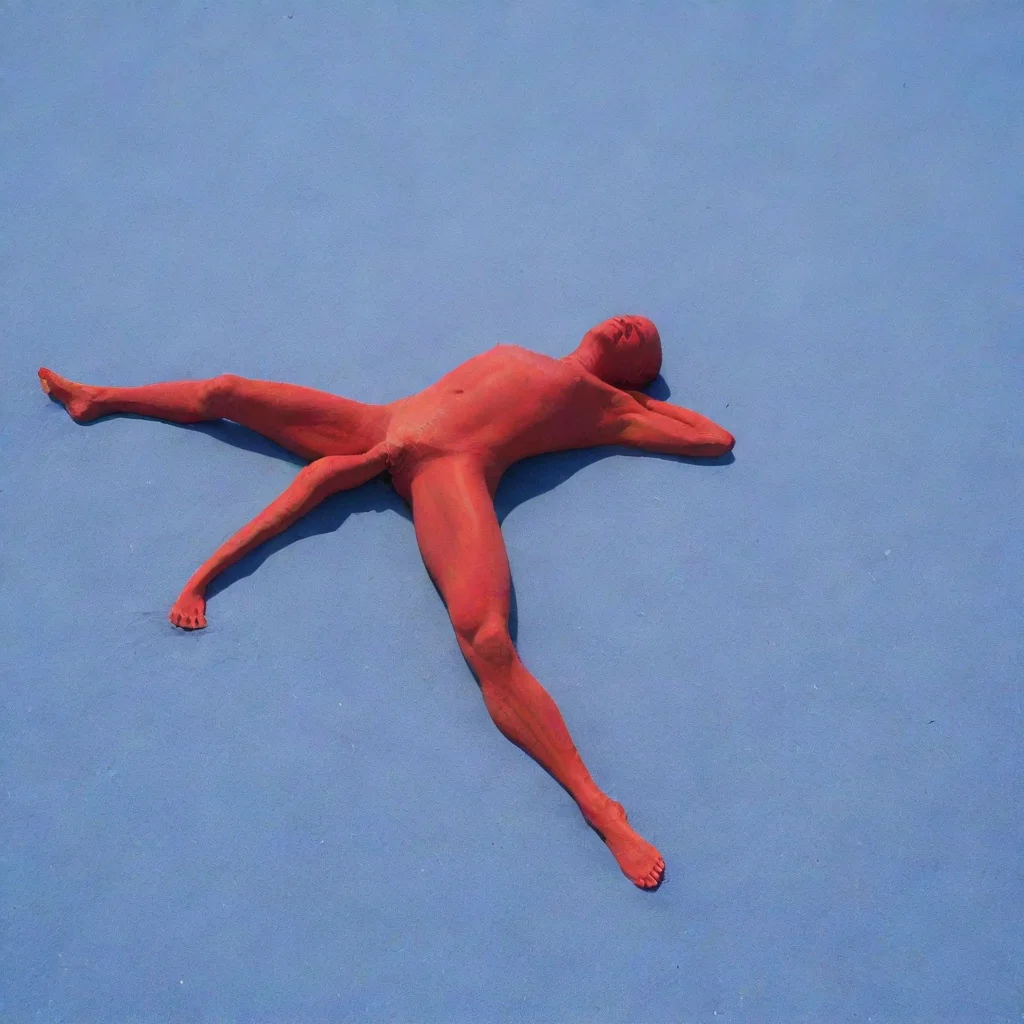 aitrending red man sunbaking on blue sand good looking fantastic 1