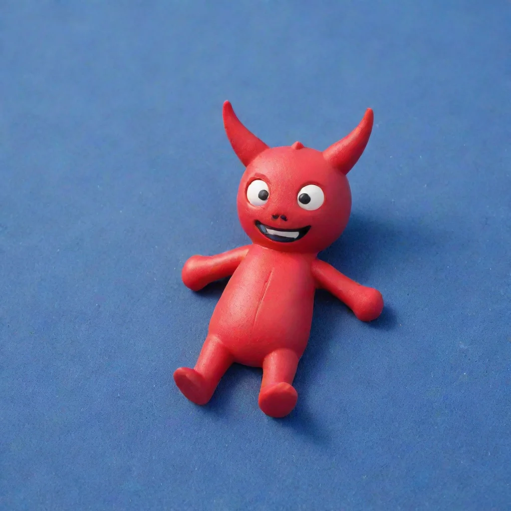 trending red toy devil lying on blue sand good looking fantastic 1