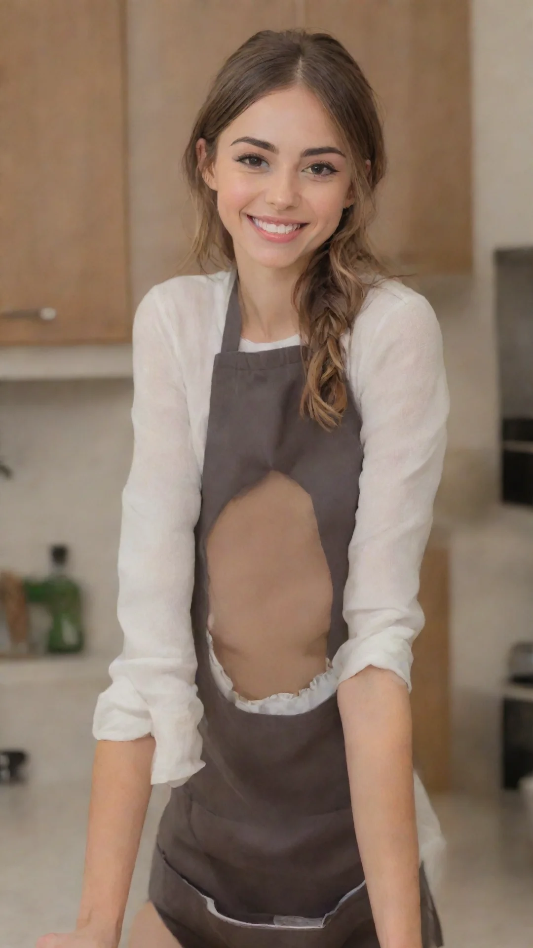 aitrending riley reid in apron smiling  good looking fantastic 1 tall