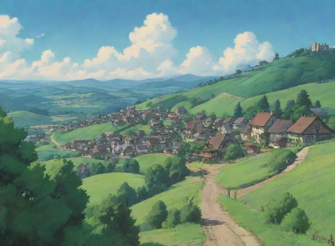 aitrending rolling hills peaceful town in distance ghibli aestheticundefined 5 landscape43