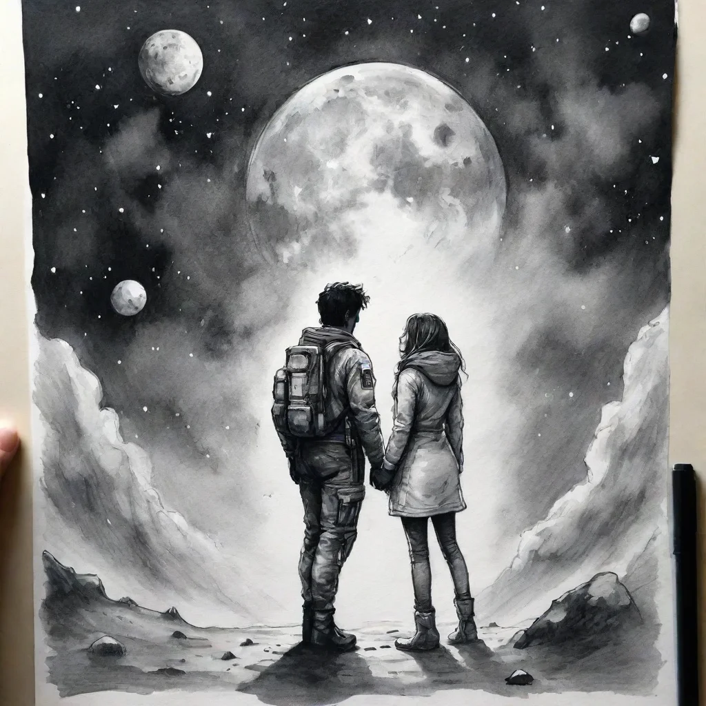 trending romantic space art scene ink drawing good looking fantastic 1