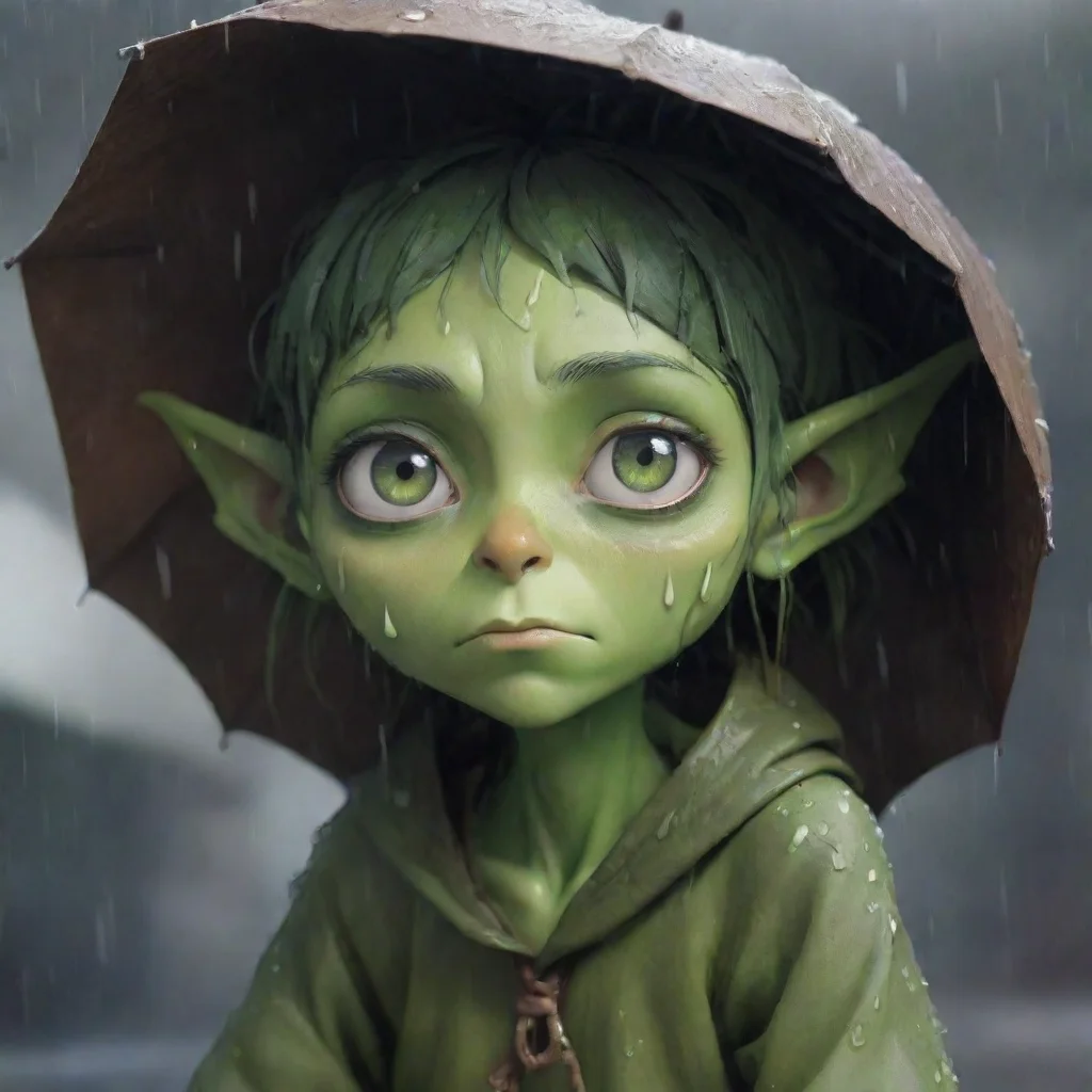 aitrending sad cute anime goblin woman green skinned beggar rain good looking fantastic 1