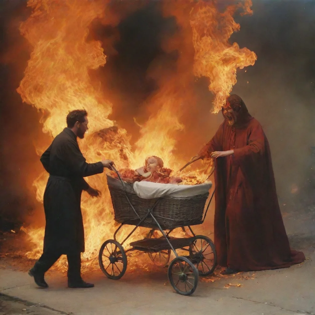 trending satan setting a newborn baby in a pram on fire good looking fantastic 1