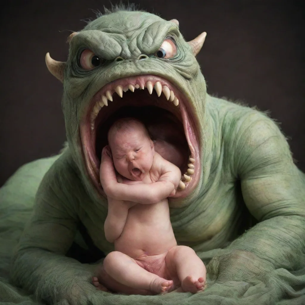 aitrending scary monster with big mouth biting a newborn baby good looking fantastic 1