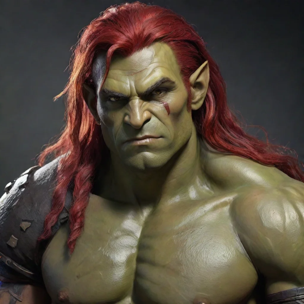 trending seductive half orc male with red hair good looking fantastic 1