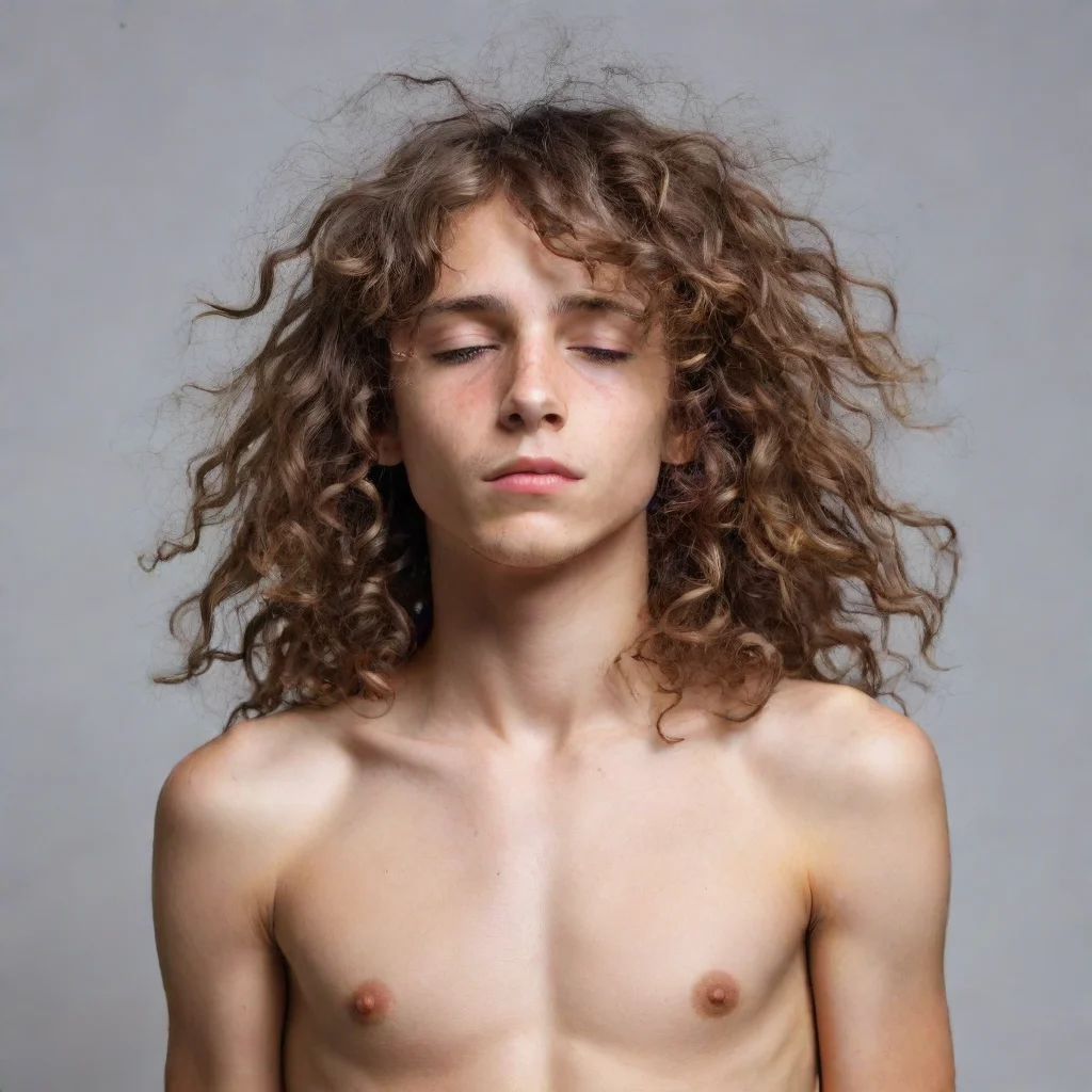trending skinny  boy with visible ribs and long messy curly hair covering his eyes good looking fantastic 1