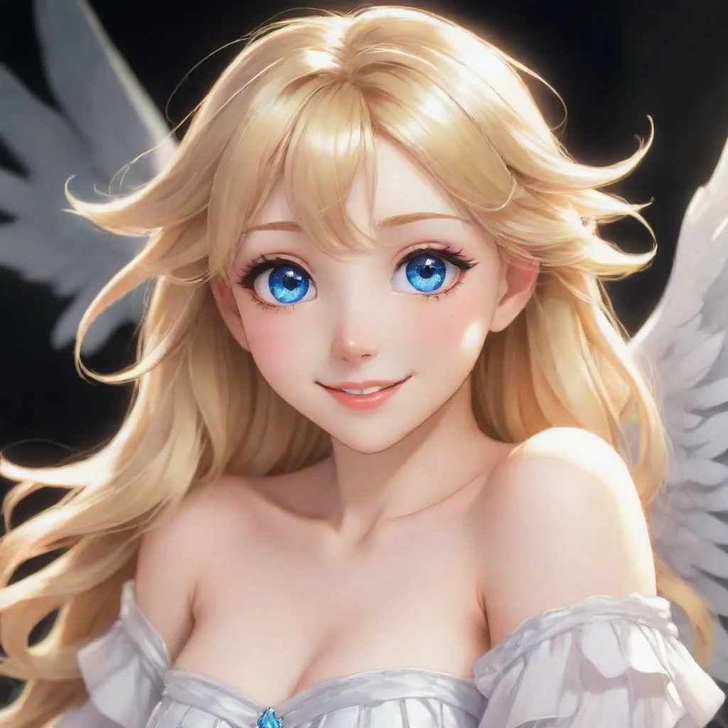 trending smiling blonde anime angel with blue eyes good looking fantastic 1