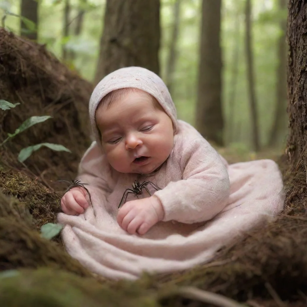 aitrending spiders crawling on a newborn baby in the woods good looking fantastic 1