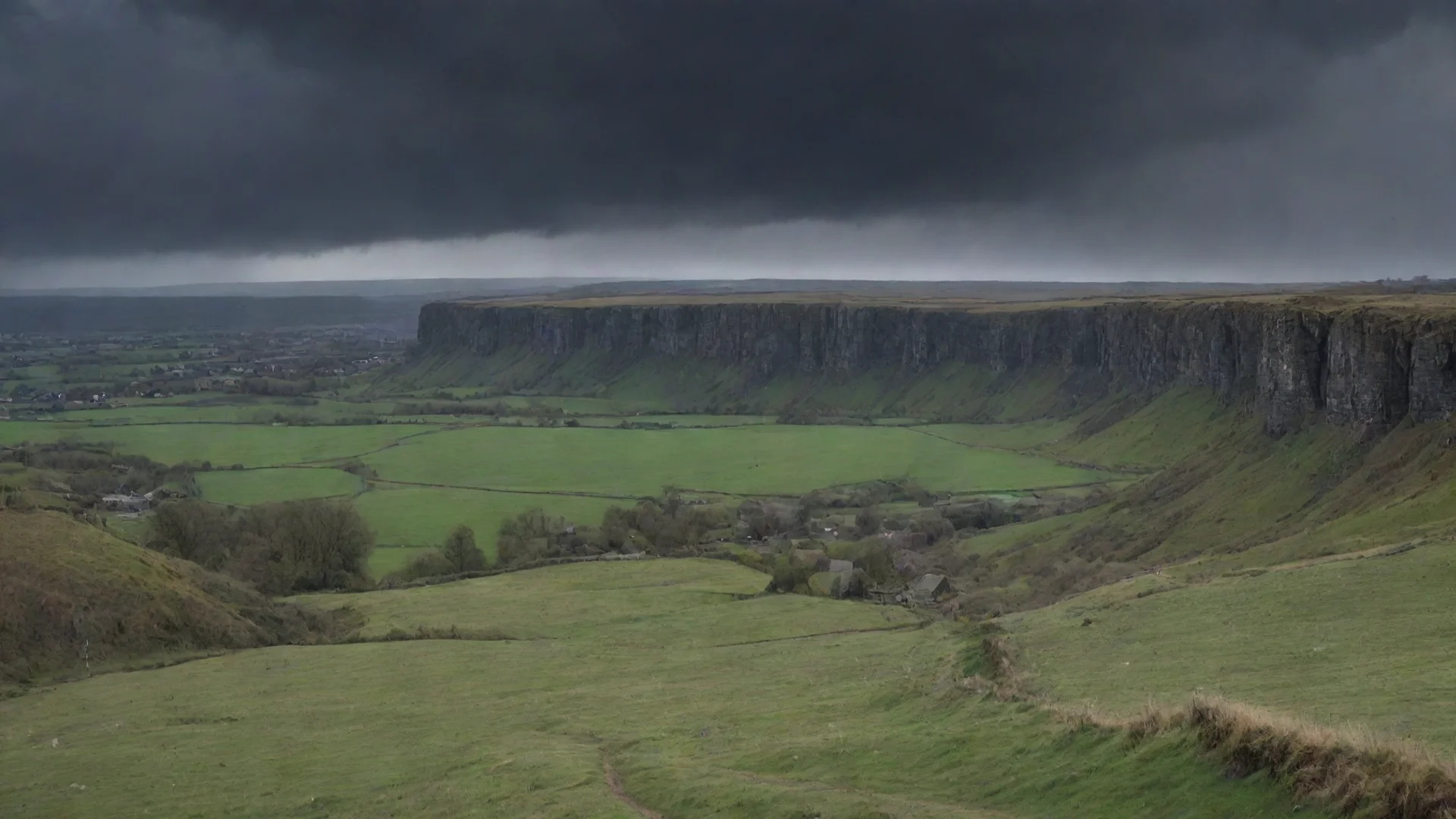 aitrending spooky town in distance sweeping views cliffs fields dark cloudy sky good looking fantastic 1 wide