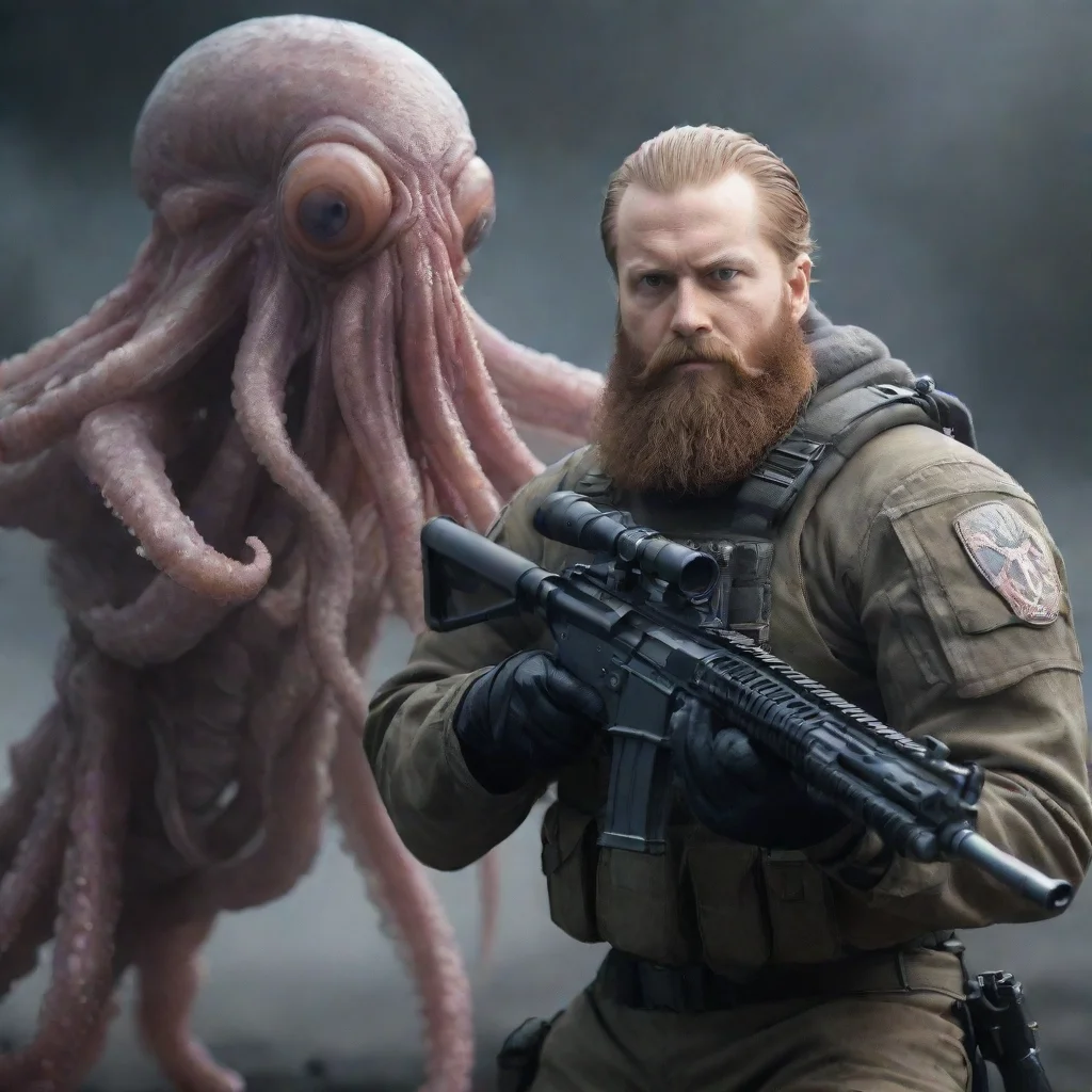 trending swedish bearded space soldier shooting a alien squid warzone good looking fantastic 1