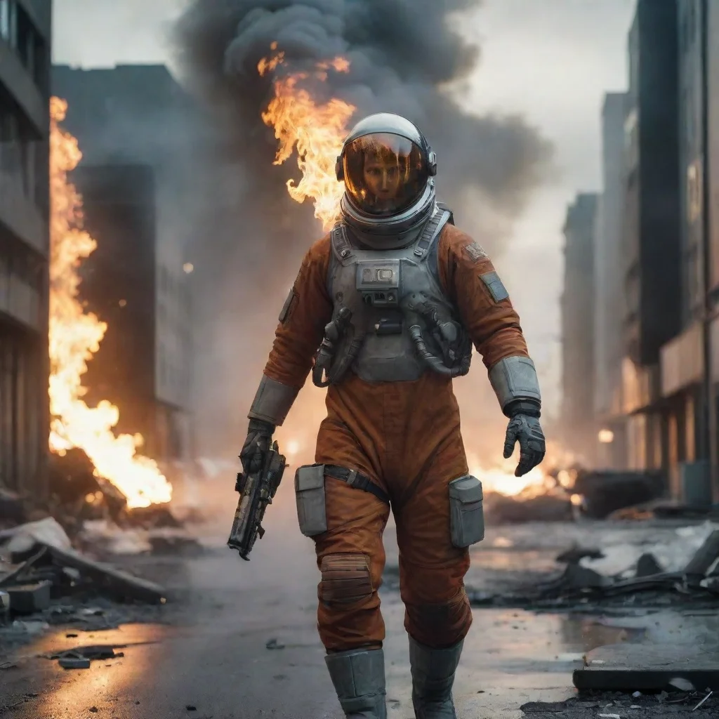 trending swedish male spacesuit soldier burning sci fi city good looking fantastic 1