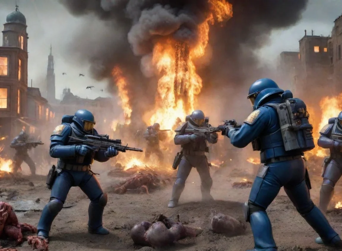 aitrending swedish space marines shooting at alien squid soldiers battlefield burning city war good looking fantastic 1 landscape43
