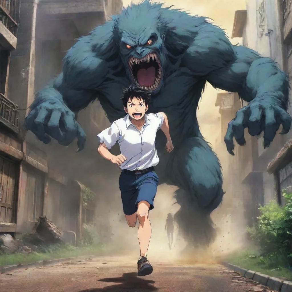 trending the anime man is running away from the monster good looking fantastic 1
