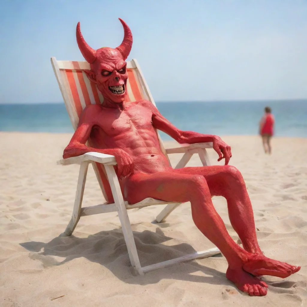 aitrending the devil relaxing in deck chair on the beach good looking fantastic 1