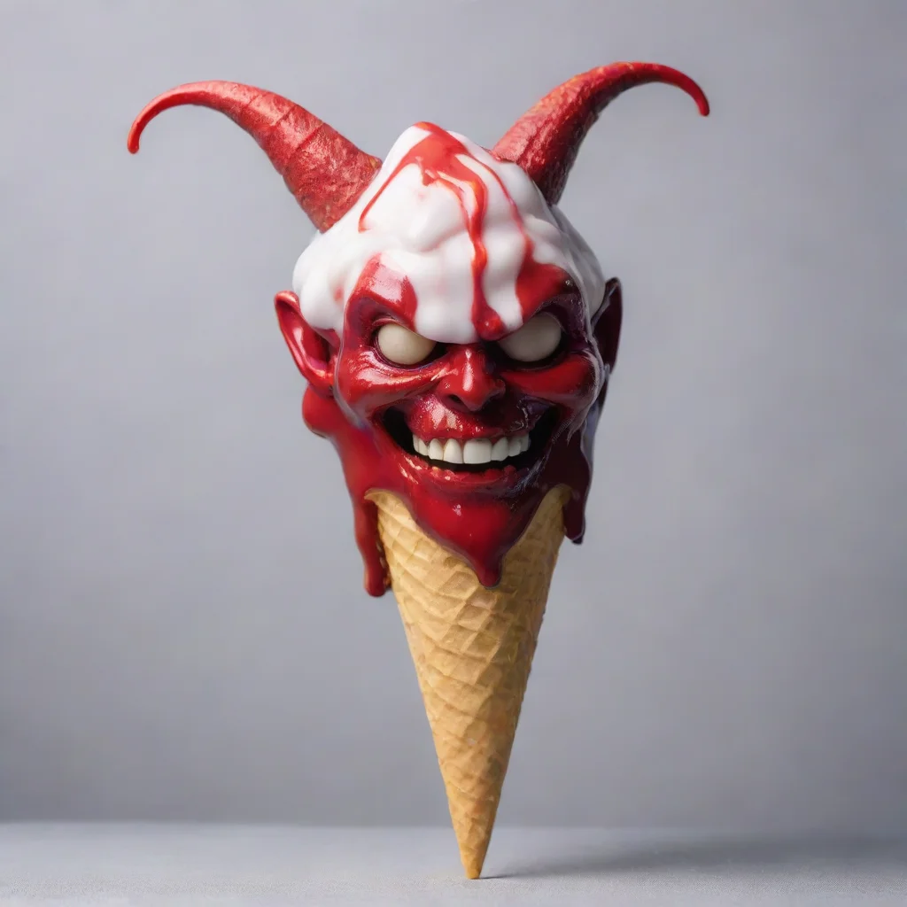 aitrending the devils head melting on an icecream cone silver background good looking fantastic 1
