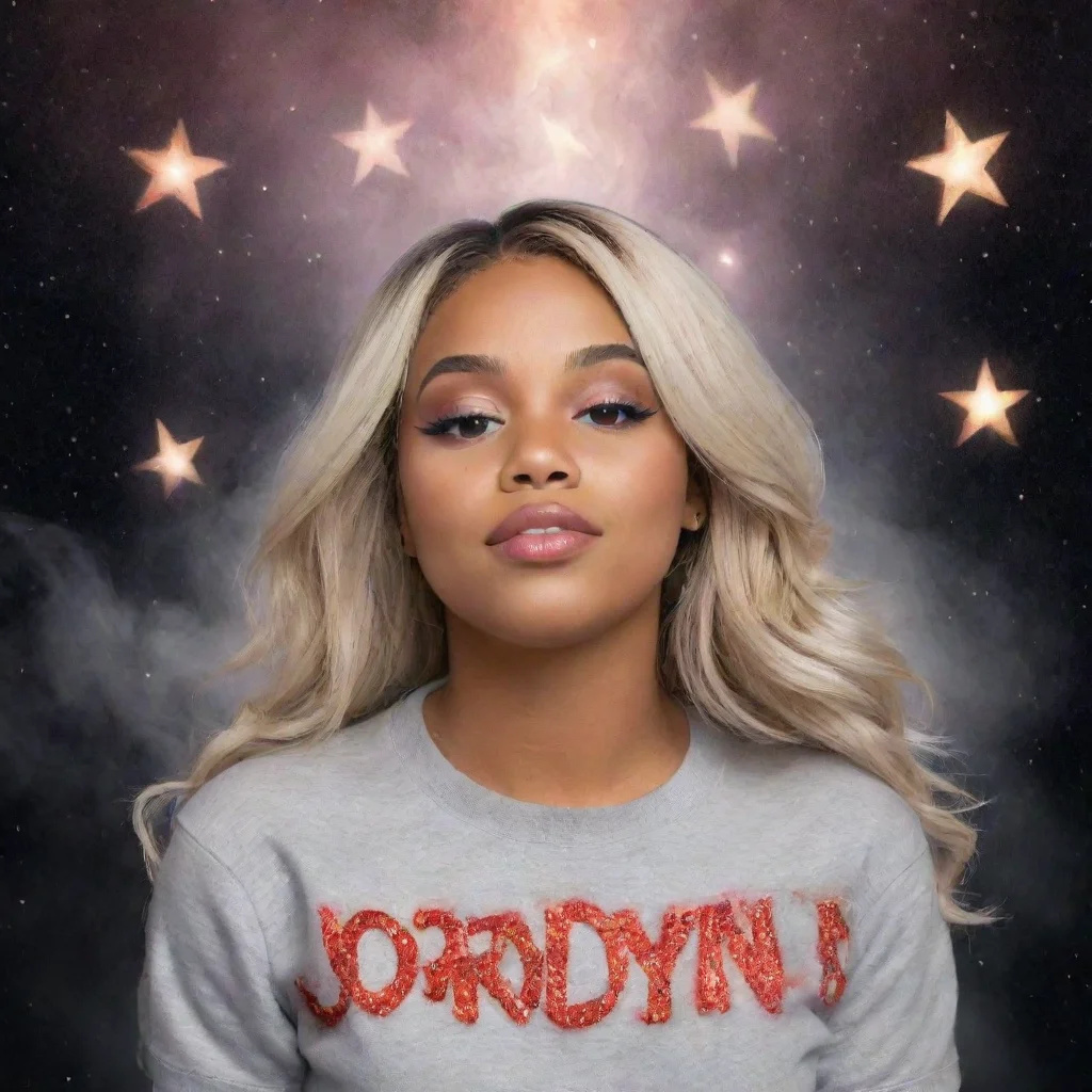 trending the word jordyn in all caps. surrounded by stars and smoke  good looking fantastic 1