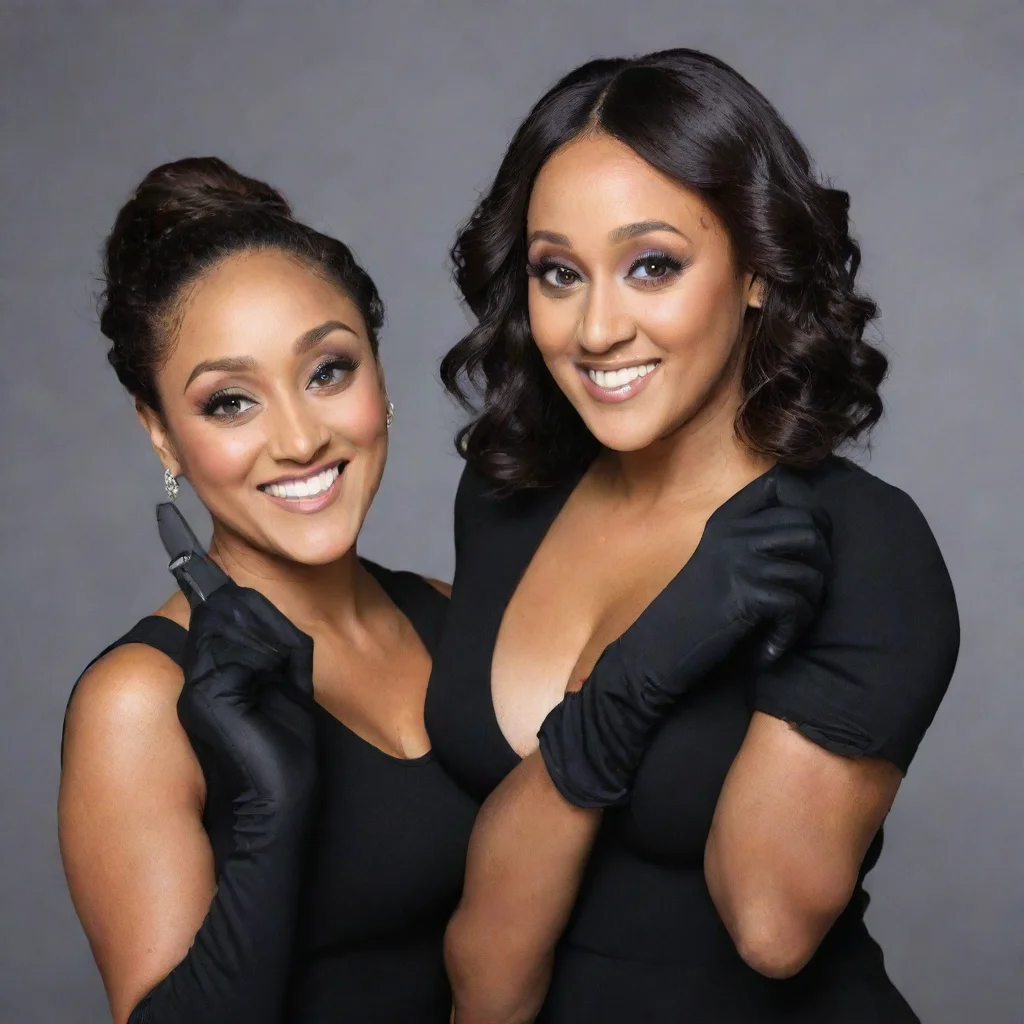 trending tia and tamera mowry smiling with black gloves and gun good looking fantastic 1