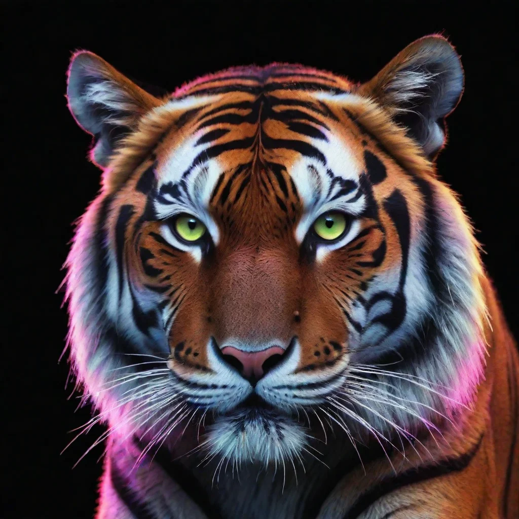 trending tiger with neon as fur in a black background high detail and colors good looking fantastic 1
