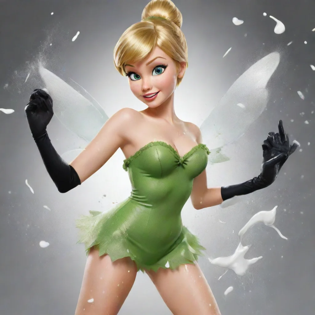 trending tinker bell from disney with black gloves and gun and mayonnaise splattered everywhere good looking fantastic 1