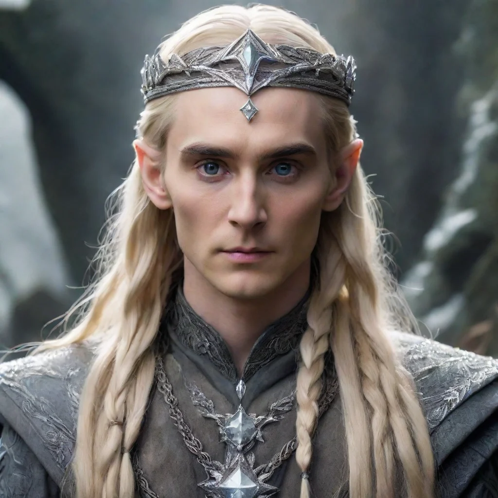 trending tolkien king thranduil with blond hair and braids wearing silver silvan elvish circlet encrusted with diamonds with large center diamond  good looking fantastic 1