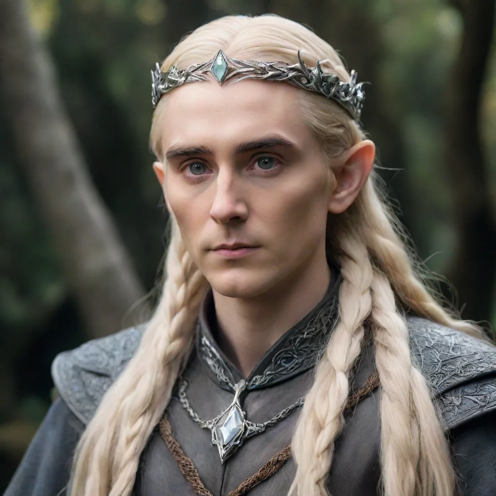 trending tolkien king thranduil with blond hair and braids wearing silver twisted serpentine elvish circlet with large center diamond good looking fantastic 1