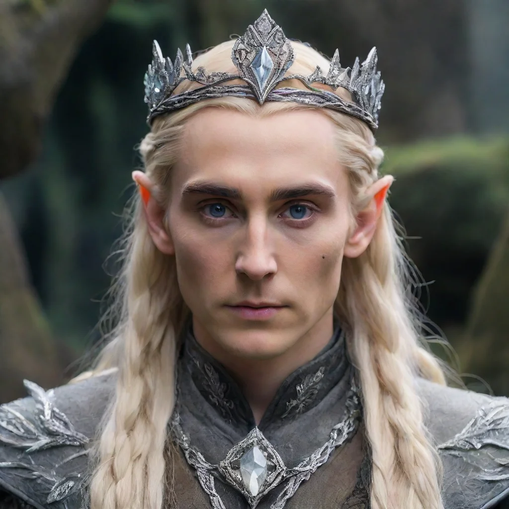 trending tolkien king thranduil with blonde hair and braids wearing silver serpentine elvish circlet encrusted with diamonds with large center diamond  good looking fantastic 1