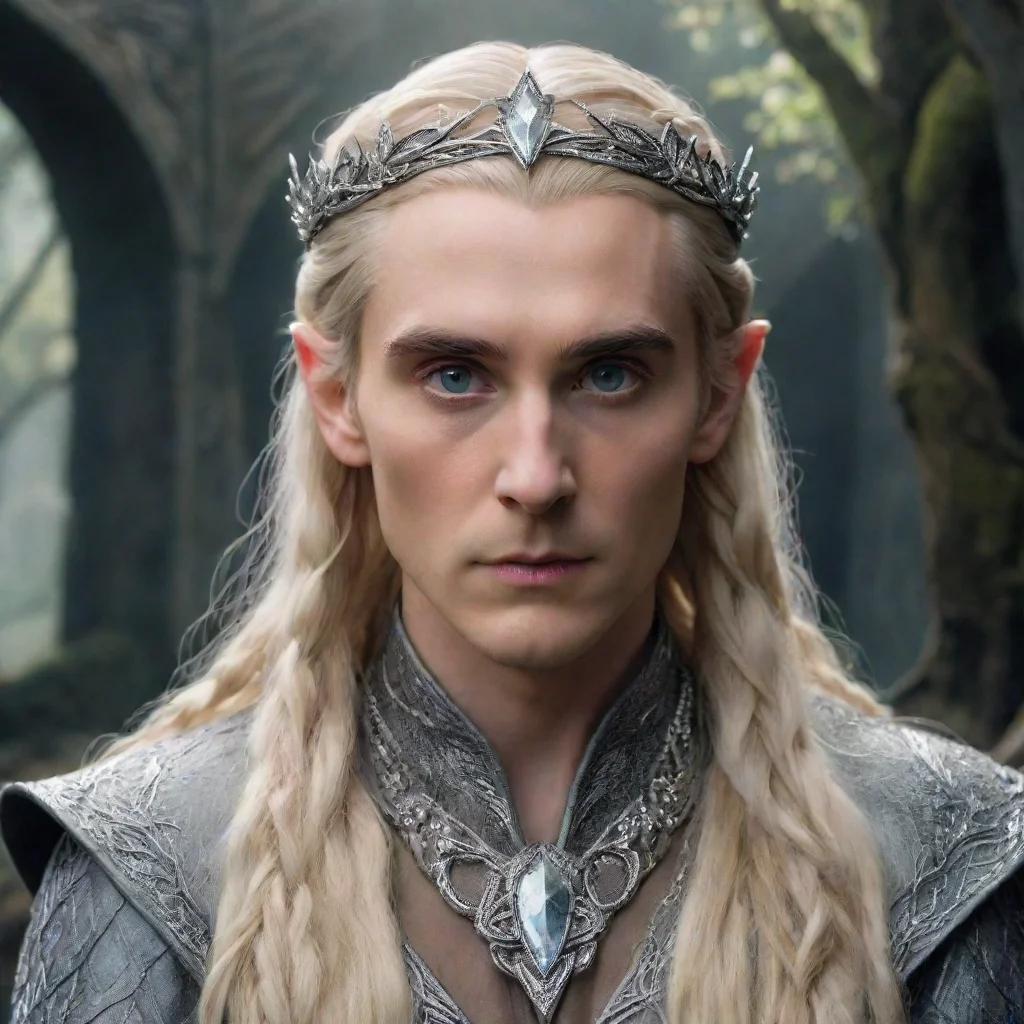 trending tolkien king thranduil with blonde hair and braids wearing silver twisted serpentine elvish circlet encrusted with diamonds with large center diamond  good looking fantastic 1