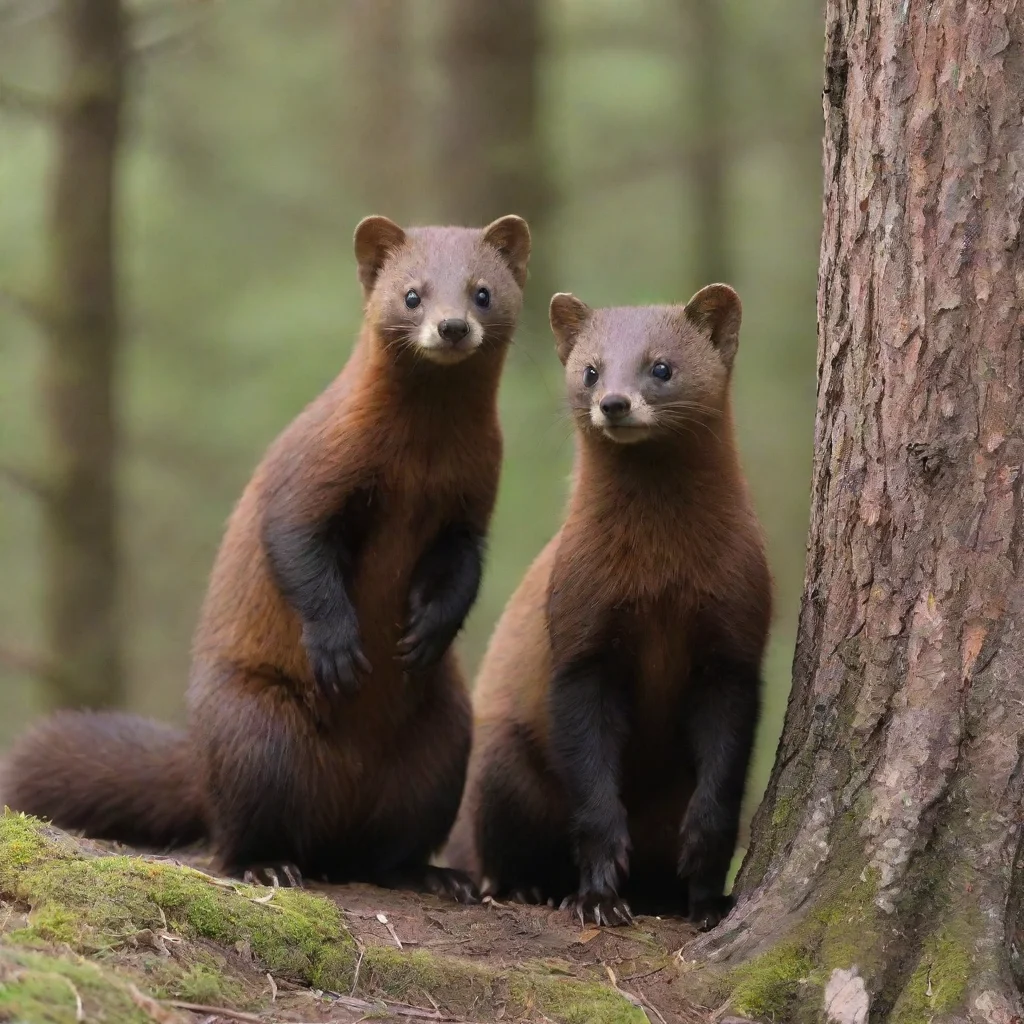 trending two giant pine martens standing together good looking fantastic 1