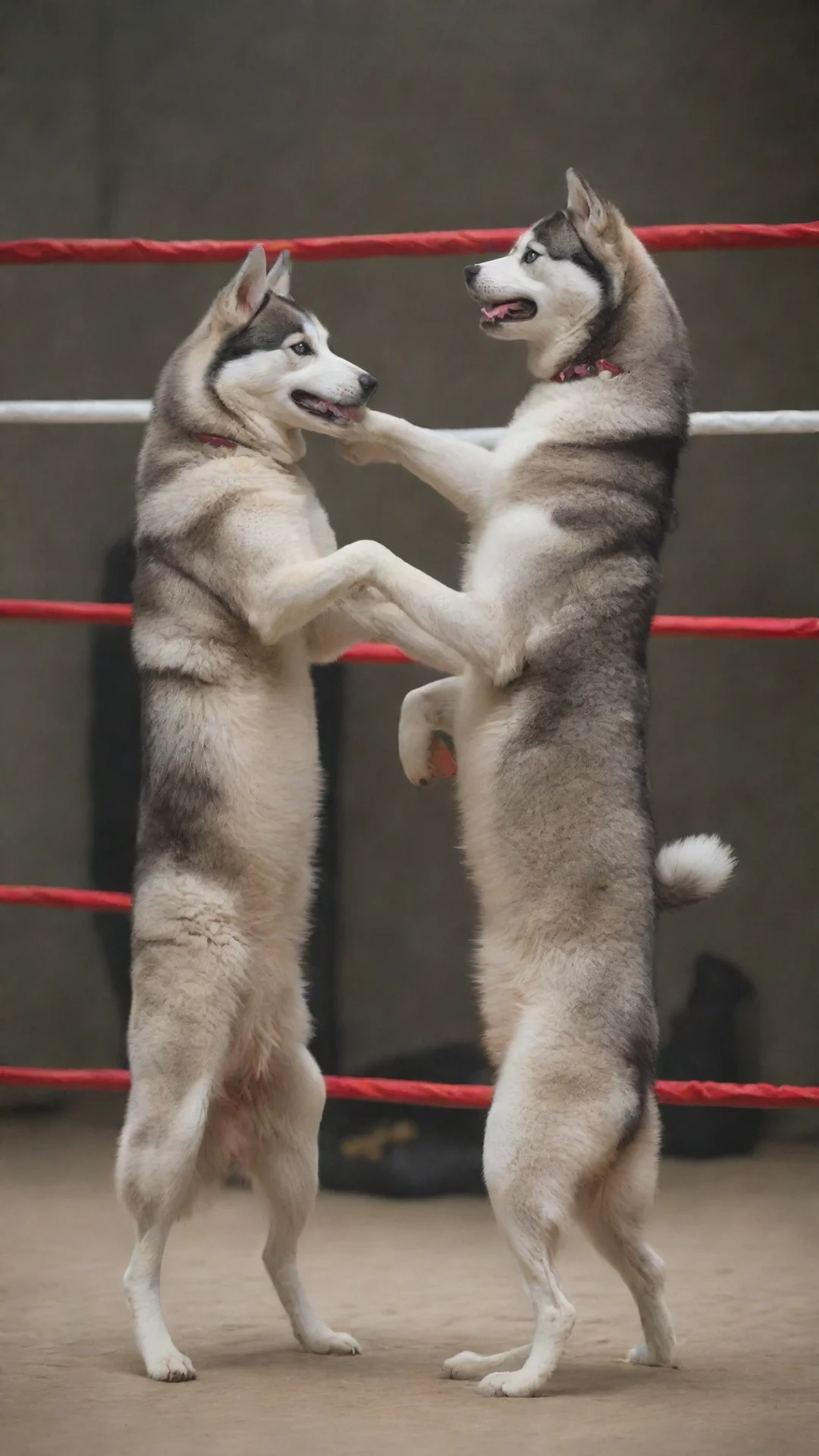 aitrending two husky dogs in the ring boxing good looking fantastic 1 hdtall