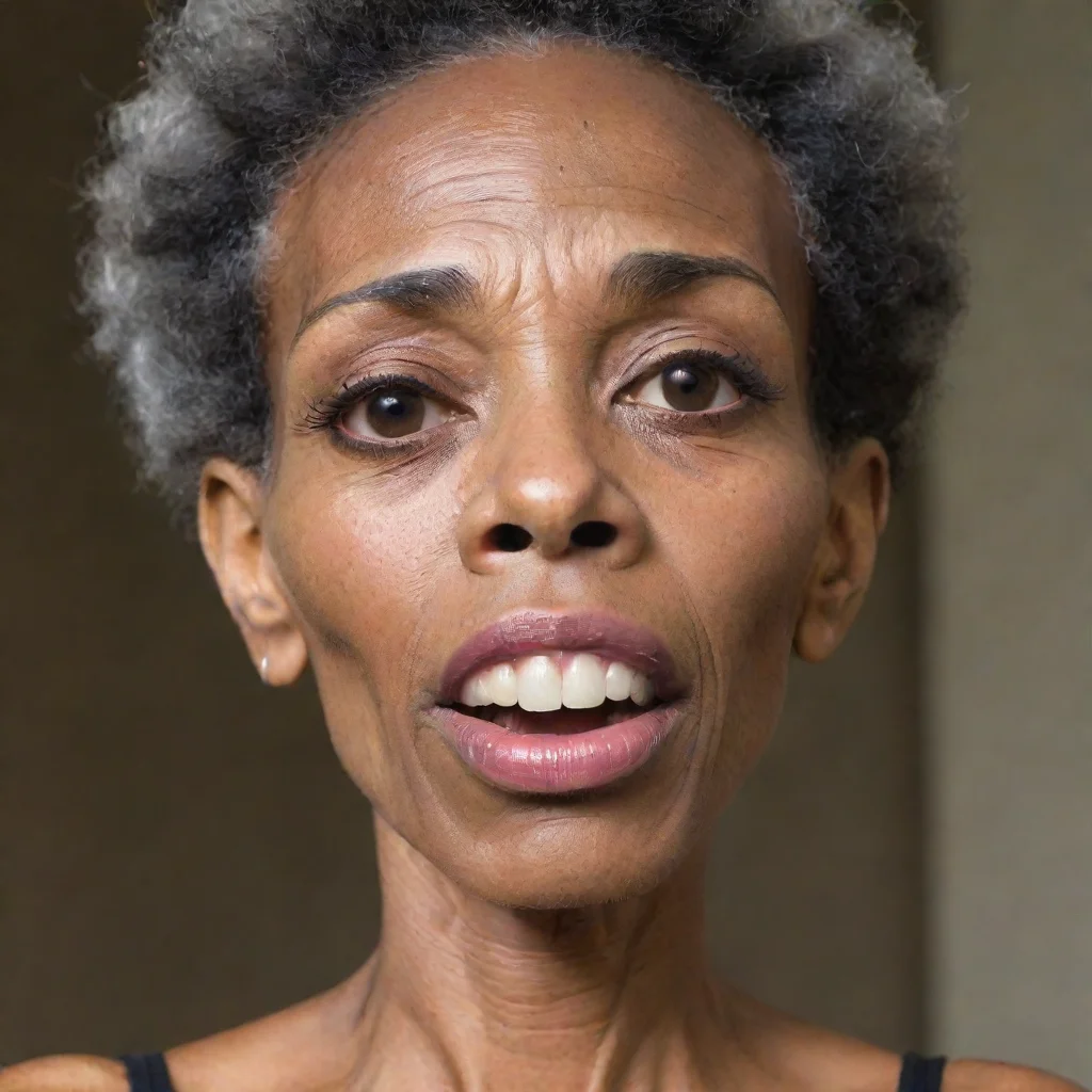 aitrending very very very very skinny boney old black woman face with big lips good looking fantastic 1